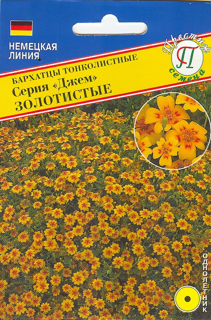 Бархатцы Джем Золотистые тонколистные однолетник 10шт (Престиж)