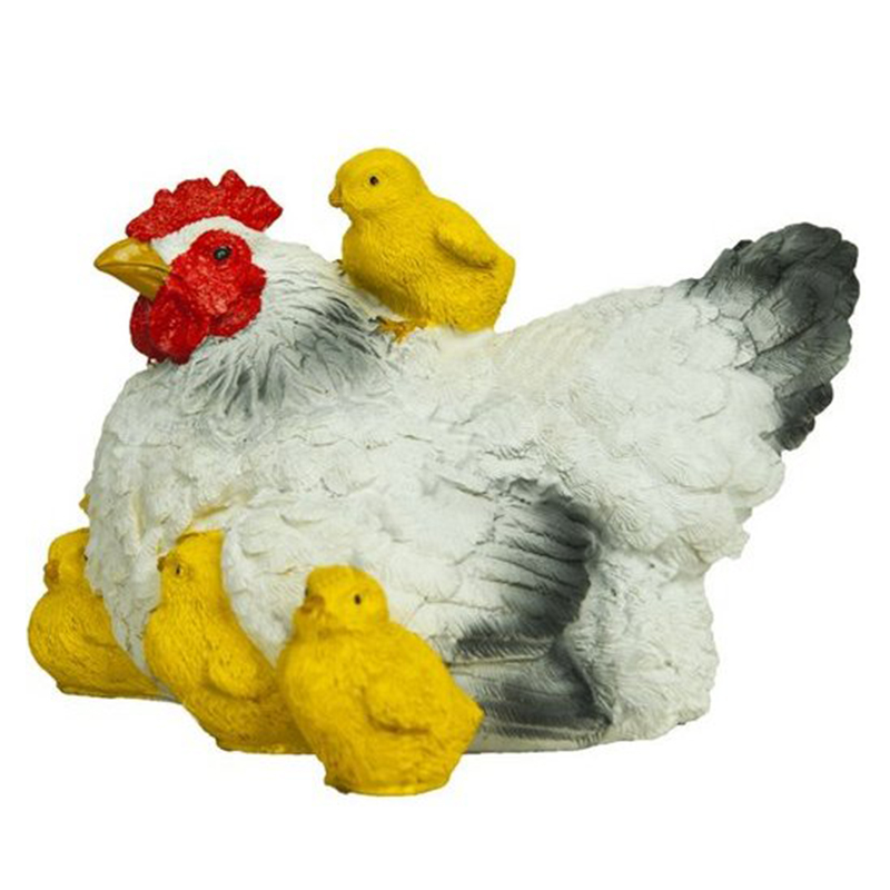 Садовая фигура Курица белая с цыплятами маленькая 12224 (19*16см) (М)