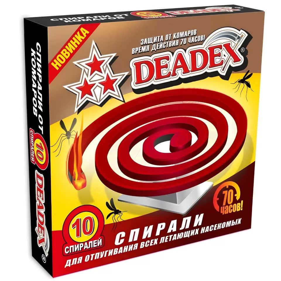 СПИРАЛИ Deadex от комаров (цвет спиралей красный) (Оборонхим)(60шт)
