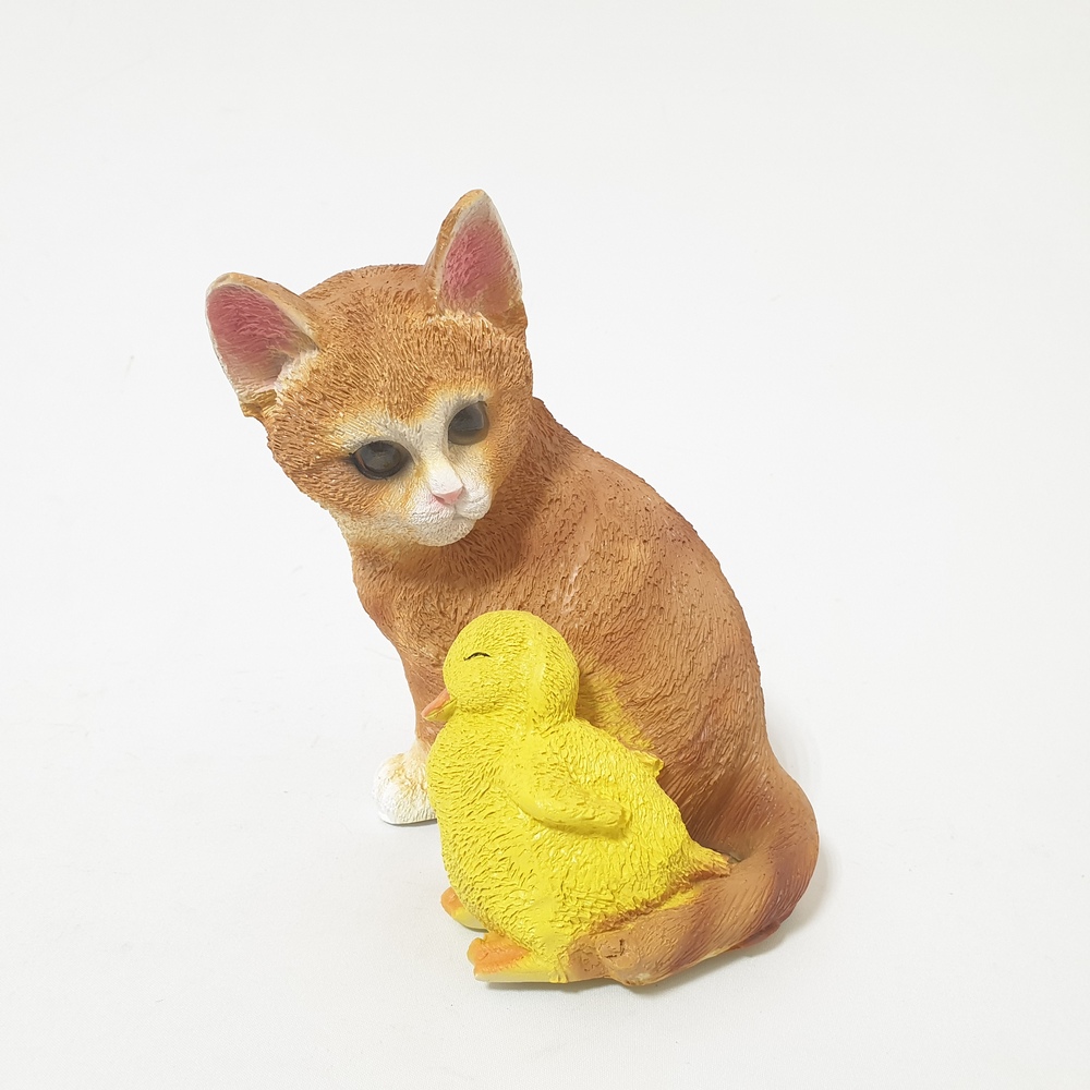 Садовая фигура Котенок с уточкой рыжий 12034 (19*16,5см) (ВПС)