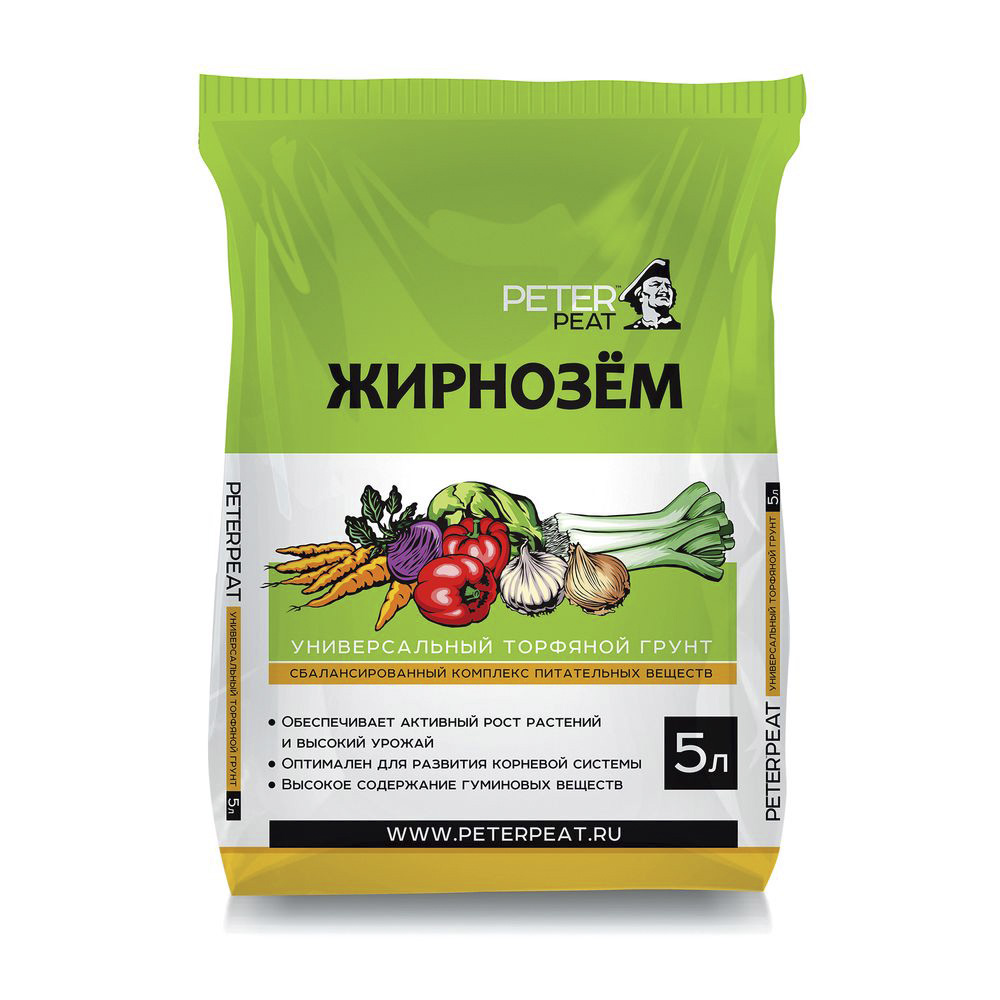 Грунт 5л Жирнозем Универсал (Питэр Пит)(5шт)(385шт)