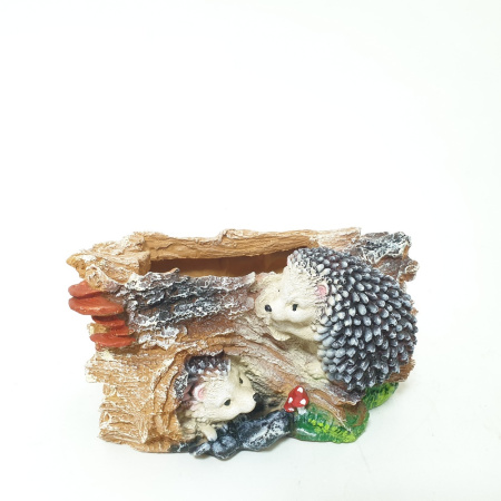 Садовая кашпо Пень с двумя ежиками 20187 (16см) (ВПС)