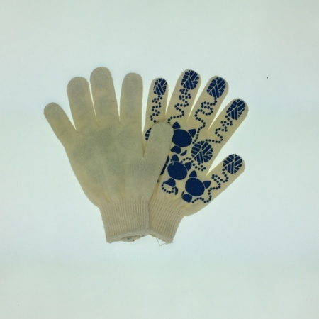 Перчатки х/б Кошки белые ПВХ (10шт)