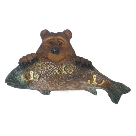 Ключница Медведь с рыбой 12424 (22*41см) (ВПС)